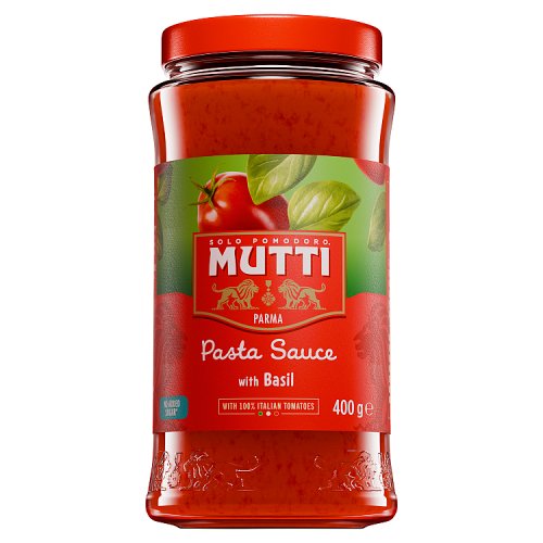 Mutti Tomato Pasta Sauce Basil Jar 400g pack shot