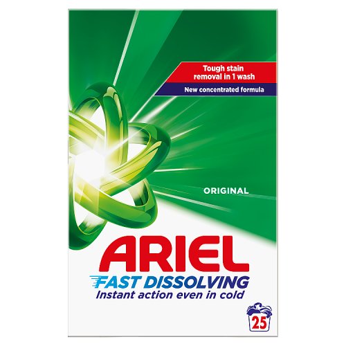 Ariel Laundry Detergent Powder Original 25W 1.25kg pack shot