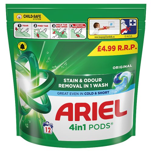 Ariel Liquid Pod Original PM £4.99 12s pack shot