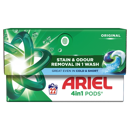 Ariel Laundry Detergent Liquid Pod Original 22s 540g pack shot