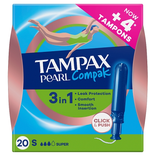 Tampax Compak Pearl Tampons Super 20s pack shot