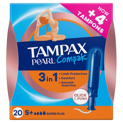 Tampax Compak Pearl Super Plus 20s pack shot
