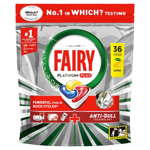 Fairy Platinum Plus Dish Tablets Lemon 36s pack shot