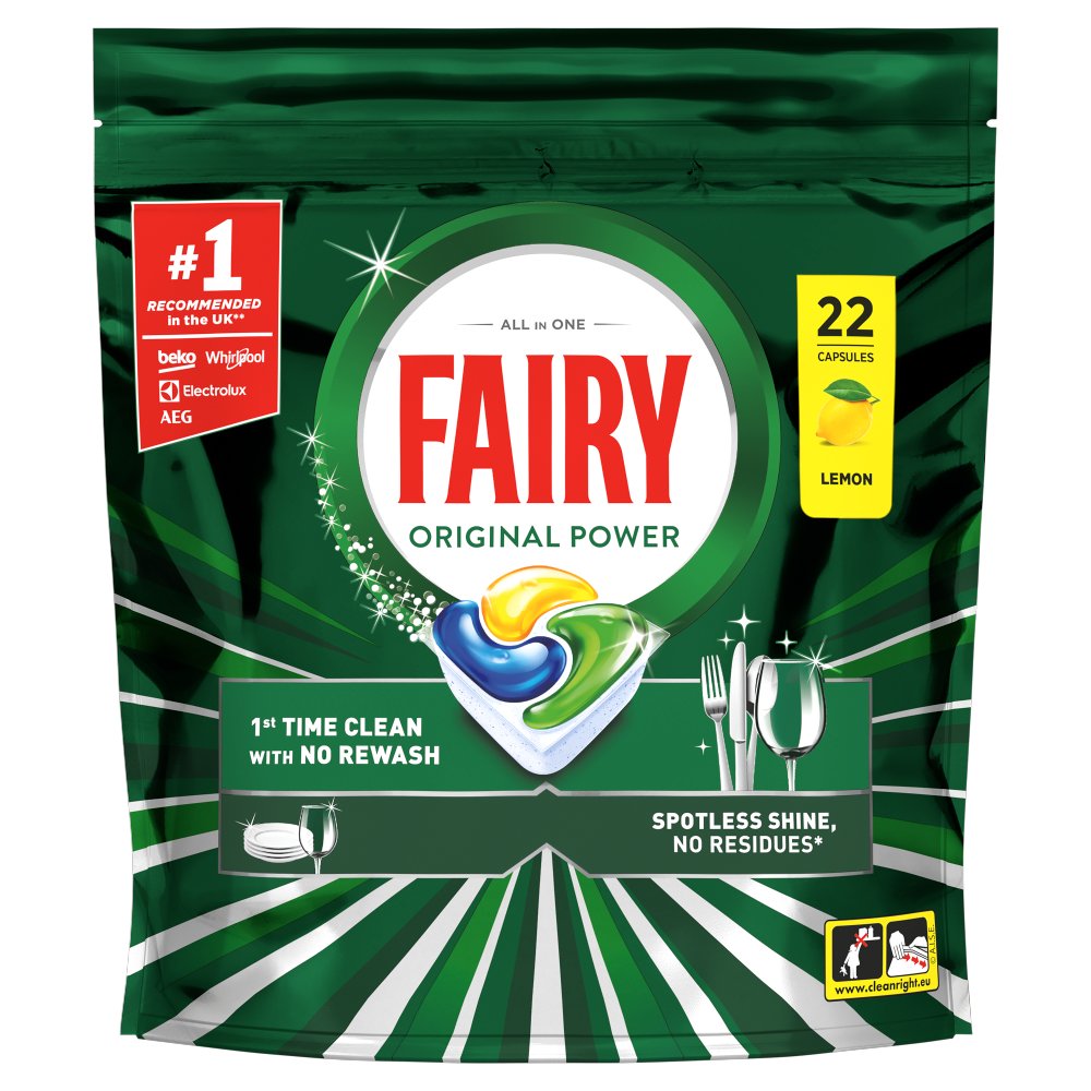 Fairy Original Dishwashing Tablets Lemon 22s pack shot