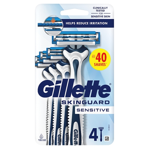 Gillette Skinguard For Sensitive Skin Disposable Razor 4pk pack shot