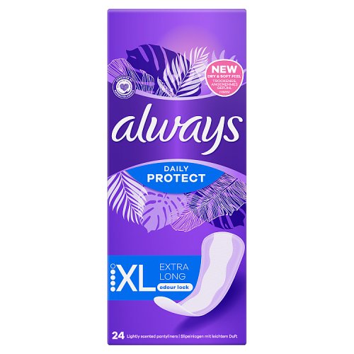 Always Dailies Long+ Pantyliners Unscented 24s pack shot