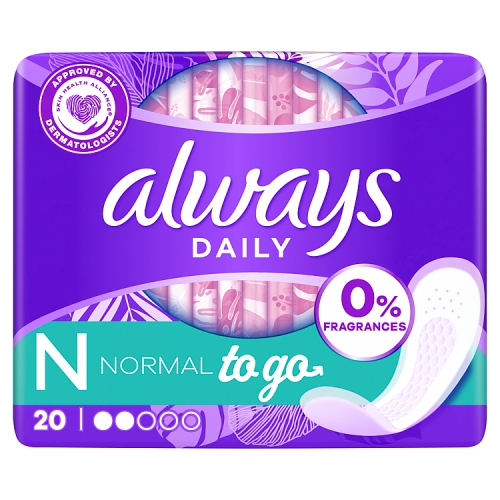 Always Dailies Liner Normal Unscented 20s pack shot