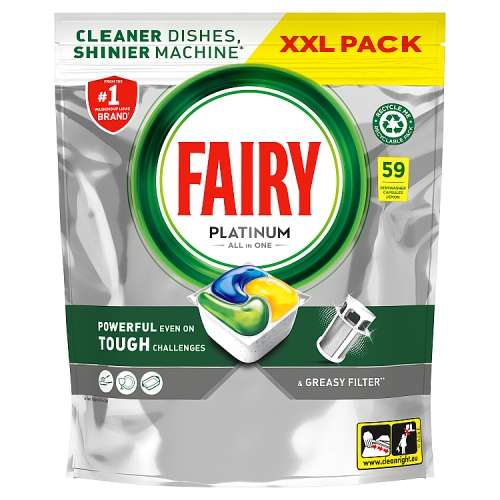 Fairy Platinum Lemon Dishwasher Tablets 59s pack shot