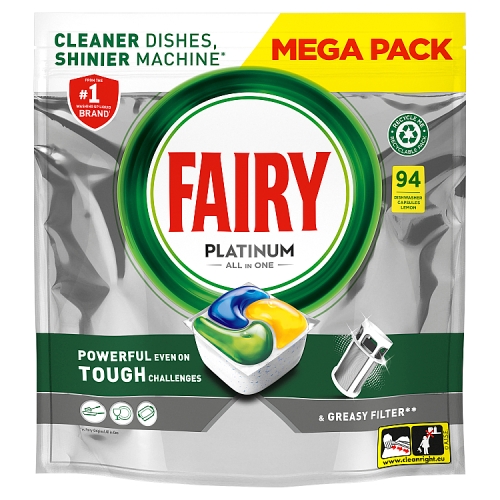 Fairy Platinum All in One Dishwasher Tablets 94s pack shot