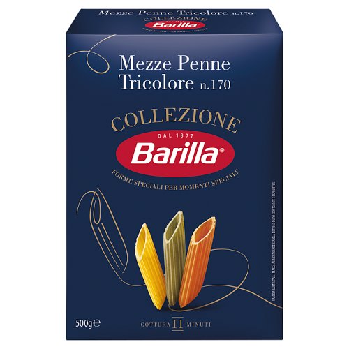 Barilla Mezze Penne Tricolore 500g pack shot