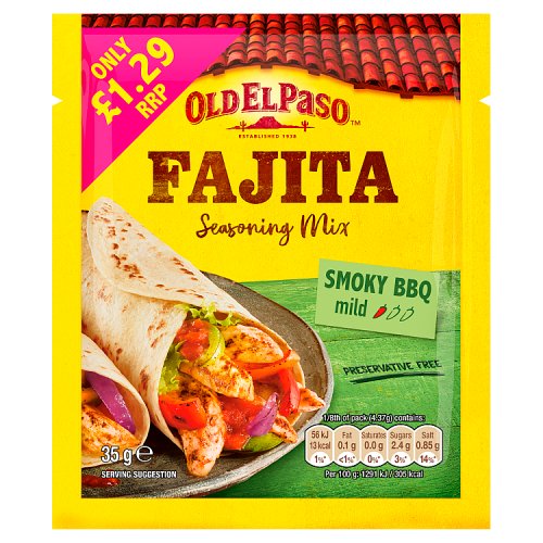 Old El Paso Fajita Seasoning Mix Smoky BBQ 35g pack shot