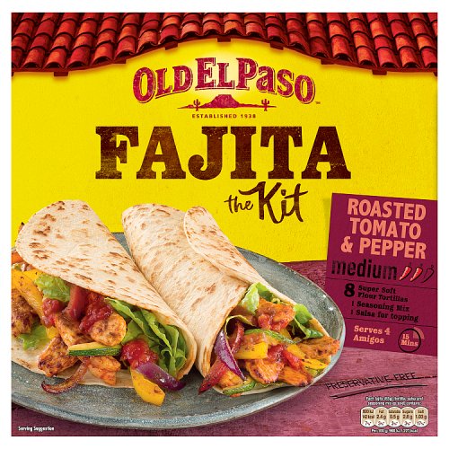 Old El Paso Tomato & Pepper Fajita Kit 500g pack shot