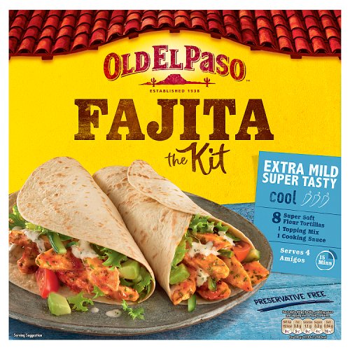 Old El Paso Extra Mild Fajita Kit 476g pack shot