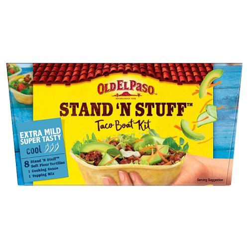 Old El Paso Stand Stuff Extra Mild Taco Boat Kit 329g pack shot