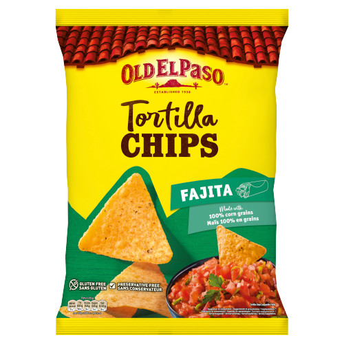 Old El Paso Fajita Tortilla Chip 185g pack shot