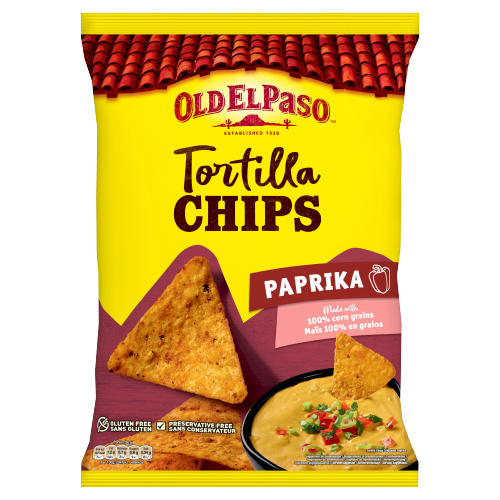 Old El Paso Paprika Tortilla Chips 185g pack shot