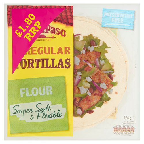 Old El Paso Flour Tortillas PM £1.80 326g pack shot