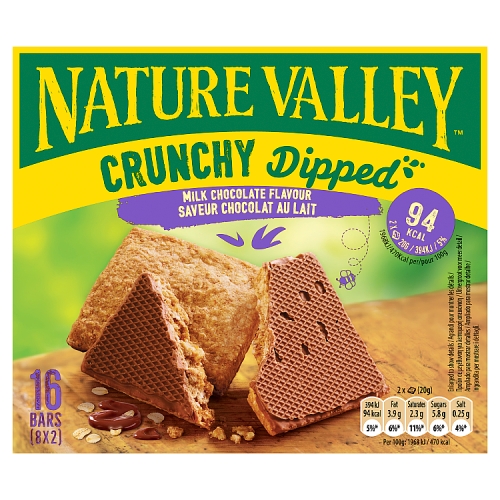 Nature Valley Crunchy Dipped Milk Chocolate 8pk (8 x 20g) pack shot