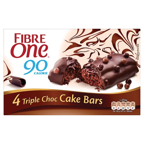 Fibre One Triple Choc Cake Bars (4 x 25g) pack shot