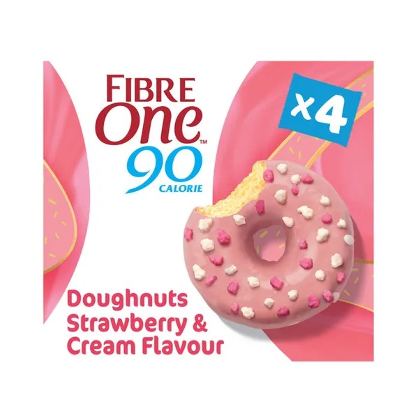 Fibre One Doughnut Doughnuts Strawberry & Cream (4 x 23g) pack shot