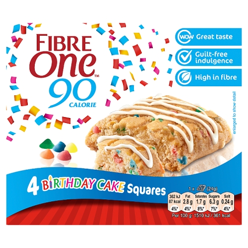 Fibre 1 Birthday Cake Brownie 4pk (4 x 24g) pack shot