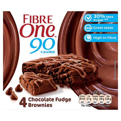 Fibre One Choc Fudge Brownies Low Sugar (4 x 24g) pack shot