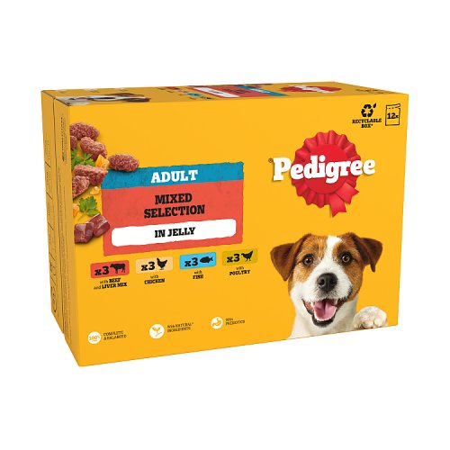 Pedigree Adult Dog Pouch Mixed Selection In Jelly Ranchos (12 x 100g) pack shot