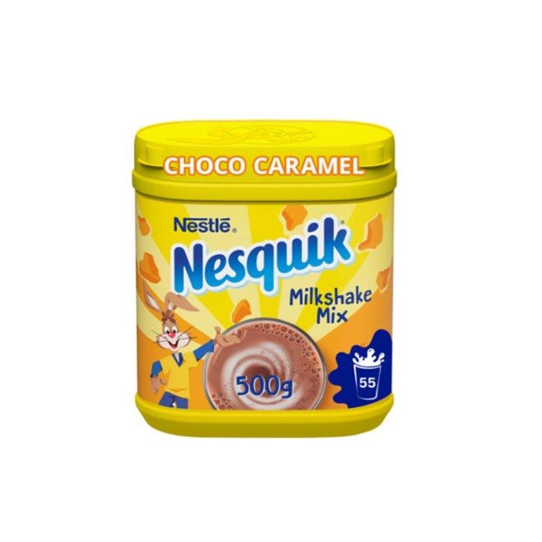 Nesquik Powder Choco Caramel Milkshake 500g pack shot