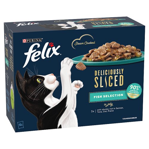 Felix Deliciously Sliced Fish Selection In Jelly (12 x 85g) pack shot