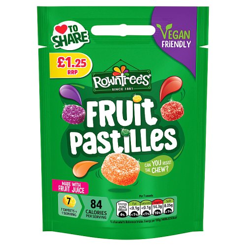 Rowntrees Fruit Pastilles Pouch PM £1.25 114g pack shot