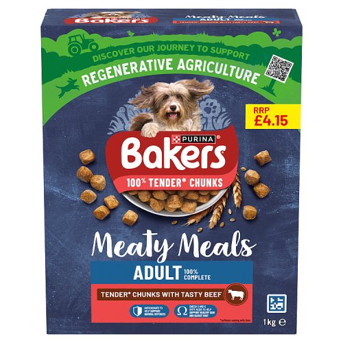 Bakers Adult Meaty Meals Beef PM £4.15 1kg pack shot
