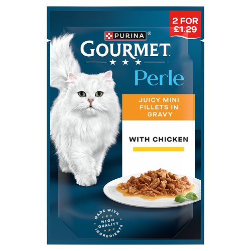 Gourmet Perle Mini Fillets In Gravy & Chicken PM £1.29 85g pack shot