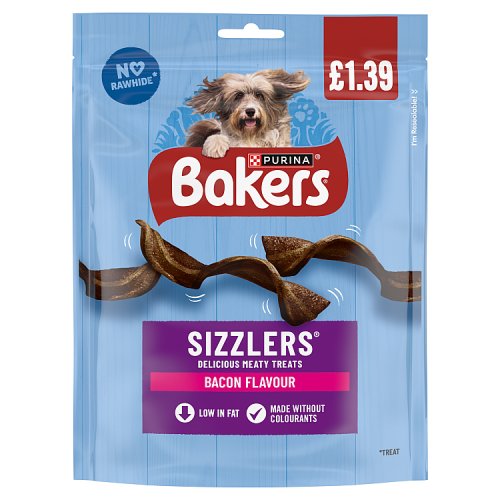 Bakers Dog Treats Sizzlers Bacon PM £1.39 90g pack shot