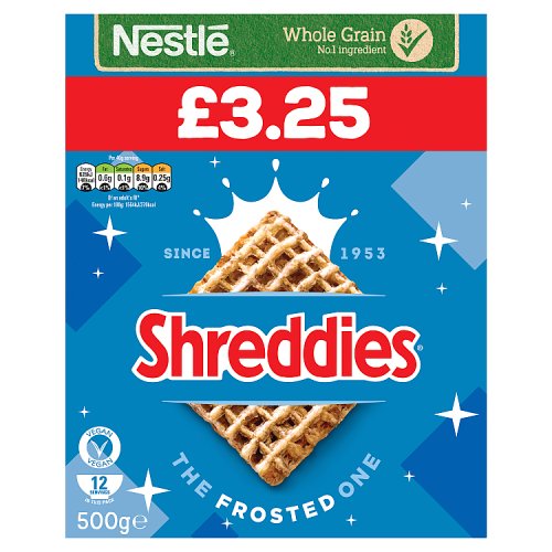 Shreddies The Frosted One Cereals PM £3.25 500g pack shot