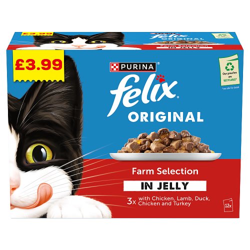 Felix Mixed Variety Farm Selection PM £3.99 (12 x 85g) pack shot