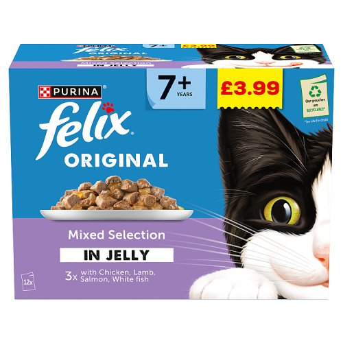 Felix Original Senior 7+ Mixed Selection In Jelly (40 x 85g) PM £3.99 pack shot