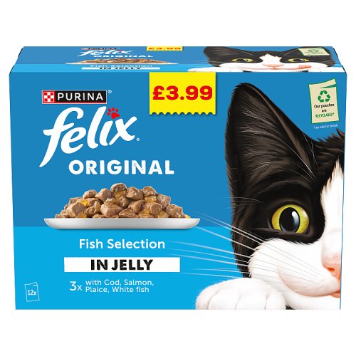 Felix Chunks In Jelly Mixed Variety Fish Selection PM £3.99 (12 x 85g) pack shot