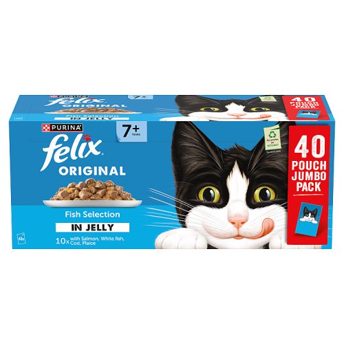 Felix Original Senior 7+ Fish Selection In Jelly (40 x 85g) pack shot