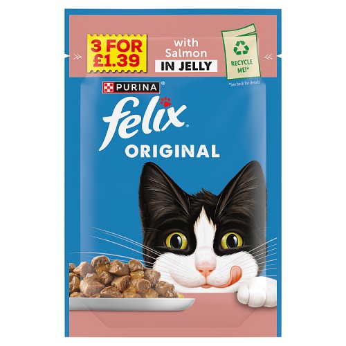 Felix Chunks In Jelly Salmon Pouch 85g 3 For PM £1.39 pack shot
