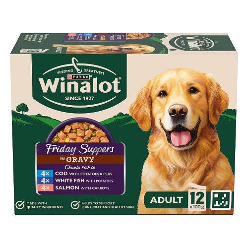 Winalot Friday Suppers Mixed Variety Fish In Gravy Wet Dog Food (12 x 100g) pack shot