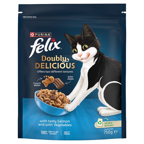 Felix Doubly Delicious Dry Salmon & Veg 750g pack shot