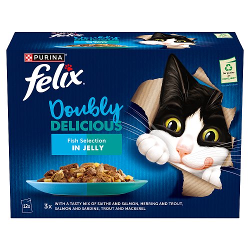 Felix Doubly Delicious Fish Selection In Jelly (12 x 85g) pack shot