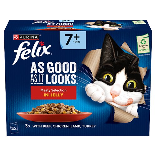 Felix Senior 7+ Meat Selection In Jelly (12 x 85g) pack shot