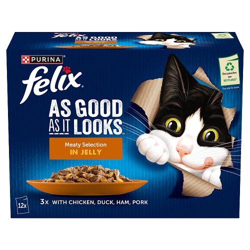Felix Meaty Selection In Jelly Chicken, Duck, Ham, Pork  (12 x 85g) pack shot
