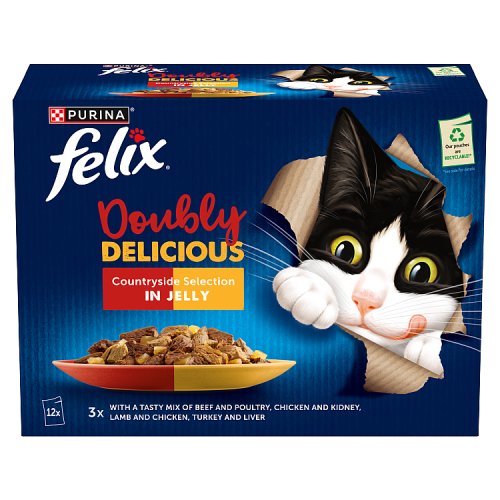 Felix Doubly Delicious Countryside Selection In Jelly (12 x 85g) pack shot