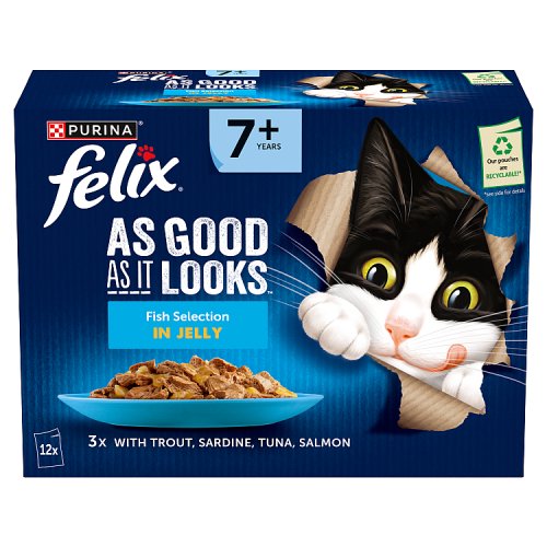 Felix Senior 7+ Fish Selection In Jelly (12 x 85g) pack shot