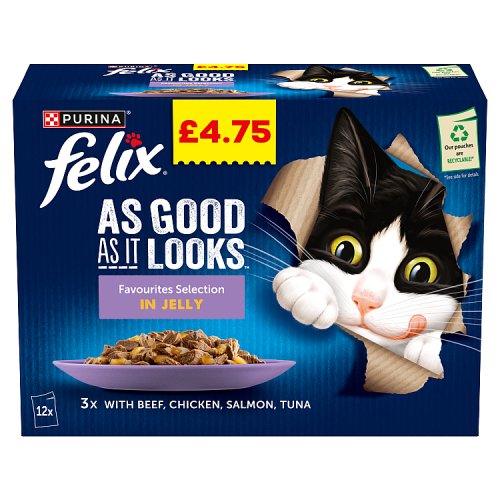 Felix Pouch Favourites Selection In Jelly PM £4.75 (12 x 85g) pack shot