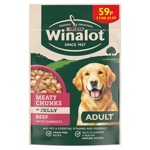 Winalot Meaty Chunks Mixed In Jelly Wet Dog Food 100g PM 59p pack shot