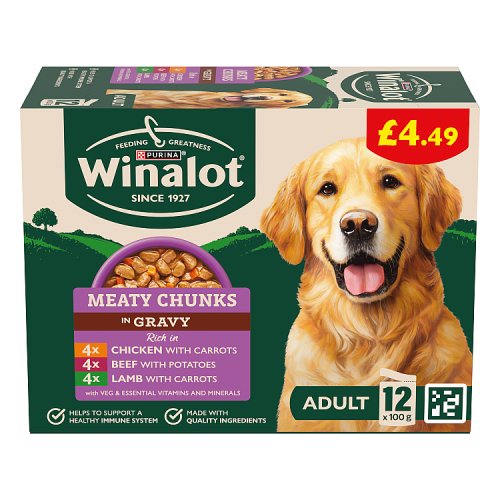 Winalot Meaty Chunks in Gravy PM £4.49 (12 x 100g) pack shot