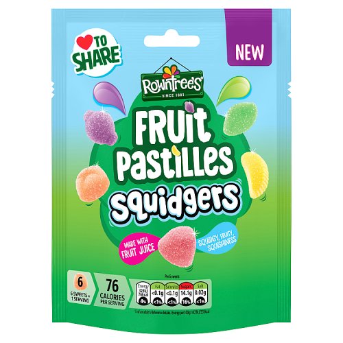 Rowntrees Pouch Fruit Pastilles Squidgers 120g pack shot